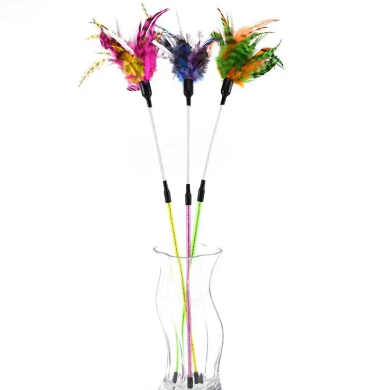 Macskatoll játékok Műanyag horgászbot Kisállat Színes kötekedő pálca cica interaktív szórakoztató játék kisállatkellékek játék játék Macskatartozék