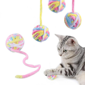 Забавни играчки за котки Цветни топки от прежди със звук на звънец Интерактивни играчки за дъвчене за котенца Пълнени играчки за преследване Топка Принадлежности за домашни любимци