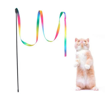 Πανί Rainbow Ribbon Tease Γάτες Ράβδοι κατοικίδια Γατάκι Διαδραστικά παιχνίδια με ξύσιμο Δώρα μακριά λωρίδα Αστεία κατοικίδια γάτα παιχνίδια για κατοικίδια προμήθειες