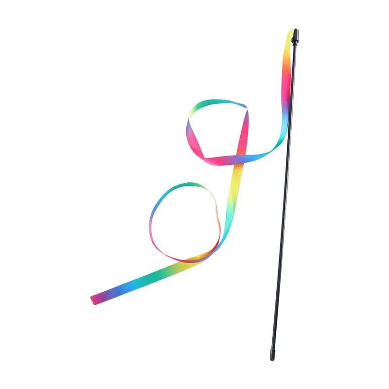 Szivárványszövet szalag kötekedő macskák rúd Háziállatok cica Interaktív karcoló játékok Ajándékok Hosszú csíkos Vicces kisállat macskajátékok Kisállatkellékek