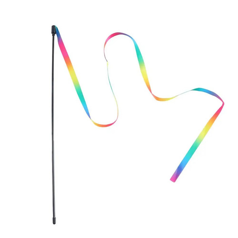 Szivárványszövet szalag kötekedő macskák rúd Háziállatok cica Interaktív karcoló játékok Ajándékok Hosszú csíkos Vicces kisállat macskajátékok Kisállatkellékek