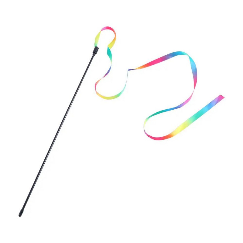 Szivárványszövet szalag kötekedő macskák rúd Háziállatok cica Interaktív karcoló játékok Ajándékok Hosszú csíkos Vicces kisállat macskajátékok Kisállatkellékek