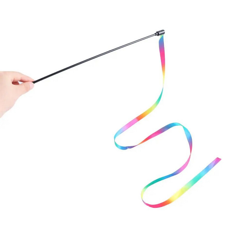 Szivárványszövet szalag kötekedő macskák rúd Háziállatok cica Interaktív karcoló játékok Ajándékok Hosszú csíkos Vicces kisállat macskajátékok Kisállatkellékek