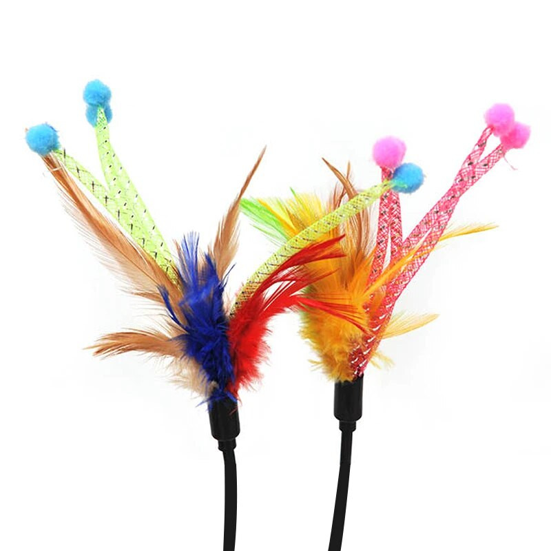 1-10 DB kisállat macska kötekedő cica ugráló oktatójáték színes tollas macska pálca macskafogó kötekedő macska interaktív játékok