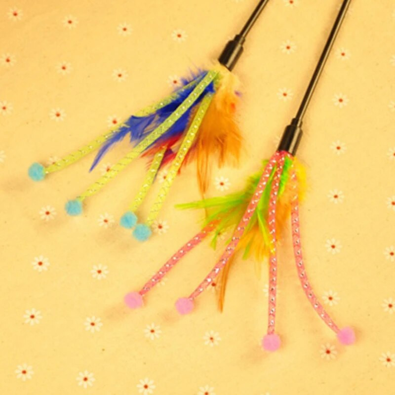 1-10 DB kisállat macska kötekedő cica ugráló oktatójáték színes tollas macska pálca macskafogó kötekedő macska interaktív játékok