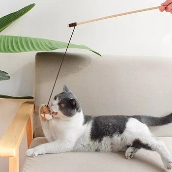 Cat Teaser Feather Toys Kitten Funny Wand Wood Interactive Stick Playing Pet Catcher Mice Fish Chick Bird Indoor Toys Консумативи