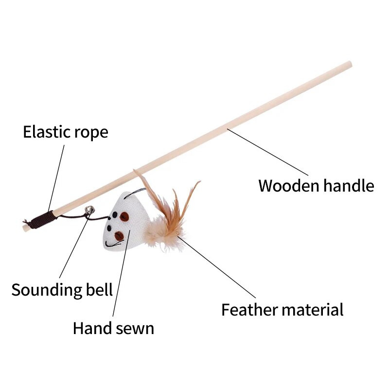 Macska kötekedő toll játékok cica Vicces pálca fa interaktív bot Játszik kisállatfogó egerek hal csibe madár beltéri játékok kellékek