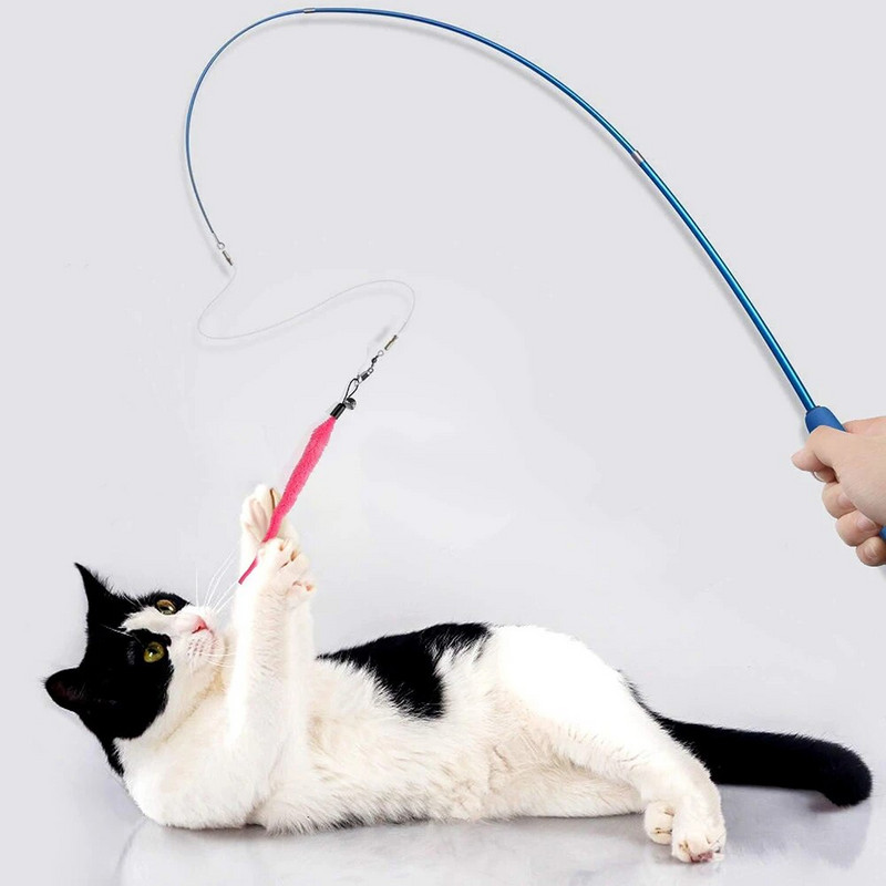 Interaktív macskajátékok tollak pálcajátékok Behúzható tollas csengő utántöltő cserefogó termék beltéri unatkozó macskáknak Ajándékok