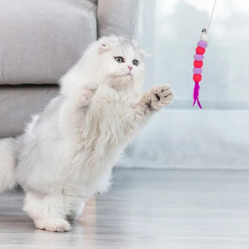 Funny Kitten Cat Teaser Διαδραστικό Rod toy with Bell and Feather Toys for Cats Teaser Διαδραστικό Toy Rod Pet Cats Toys Stick