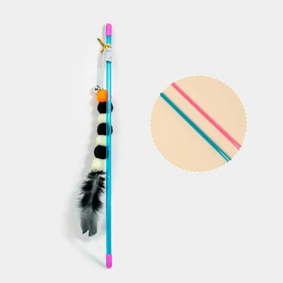 Funny Kitten Cat Teaser Διαδραστικό Rod toy with Bell and Feather Toys for Cats Teaser Διαδραστικό Toy Rod Pet Cats Toys Stick