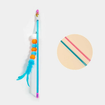 Funny Kitten Cat Teaser Διαδραστικό Rod toy with Bell and Feather Toys for Cats Teaser Διαδραστικό Toy Rod Pet Cats Toys Stick
