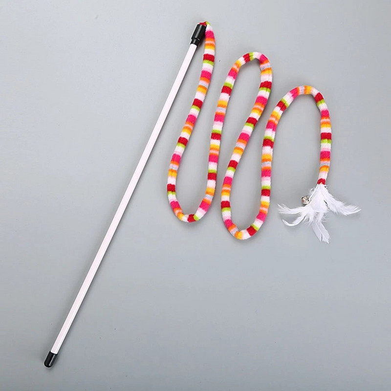 nteraktív macska szivárványos pálcajátékok benti macskáknak és cicáknak Színes macska kötekedő pálcafüzér plüssjáték, tartós tollal