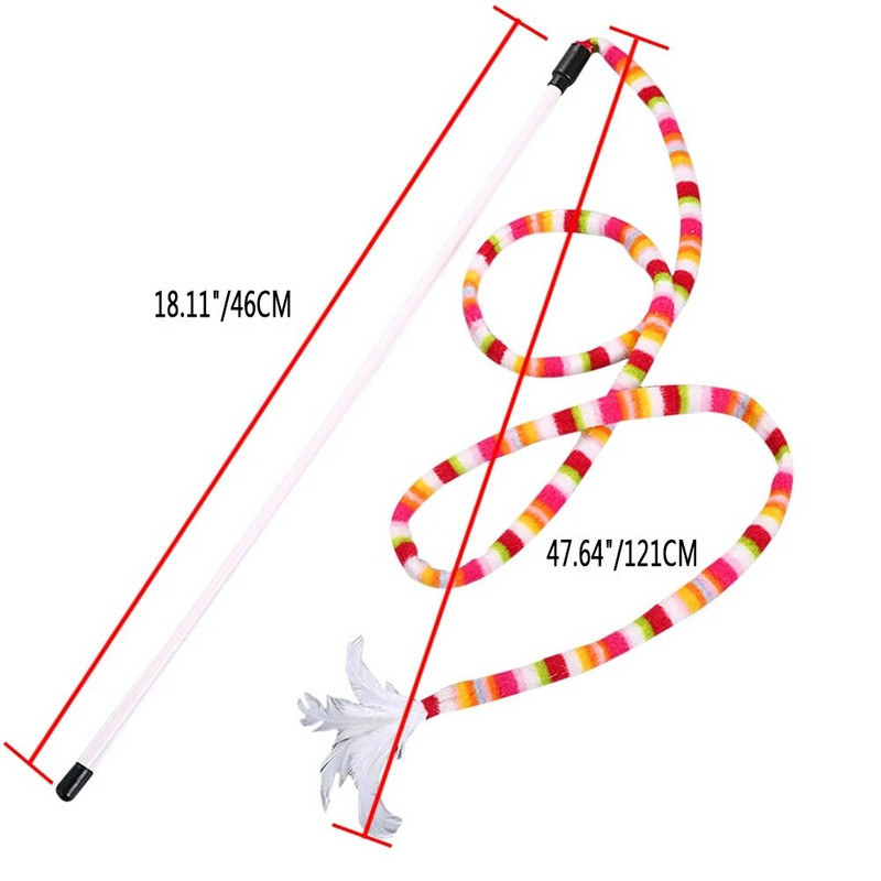 nteraktív macska szivárványos pálcajátékok benti macskáknak és cicáknak Színes macska kötekedő pálcafüzér plüssjáték, tartós tollal