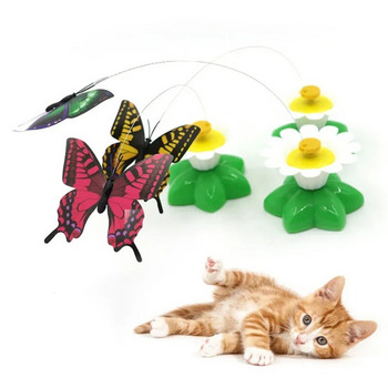 Автоматична електрическа въртяща се играчка за котка Цветна пеперуда Птица Форма на животно Пластмаса Смешно домашно куче Коте Интерактивни играчки Играчки за домашни любимци