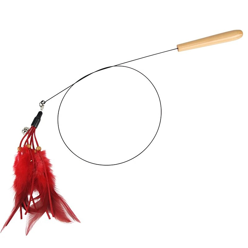 Barkácsolás macskajáték-kiegészítők Tollak Vicces macskabot fa fogantyúval Helyettesítő kisállatjáték-tartozékok