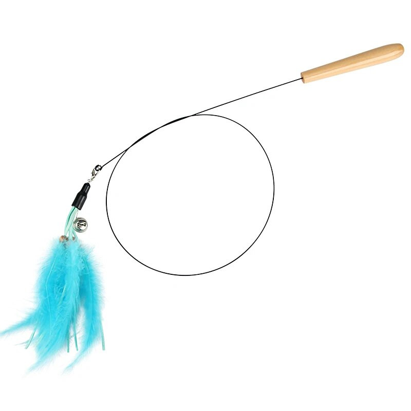 Barkácsolás macskajáték-kiegészítők Tollak Vicces macskabot fa fogantyúval Helyettesítő kisállatjáték-tartozékok