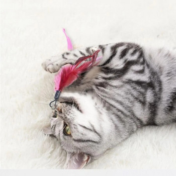 Играчка за котка за домашен любимец, смяна на глава, дразнеща котешка въдица въдица, гъсеница, дразнеща котешка играчка, комплект от 11