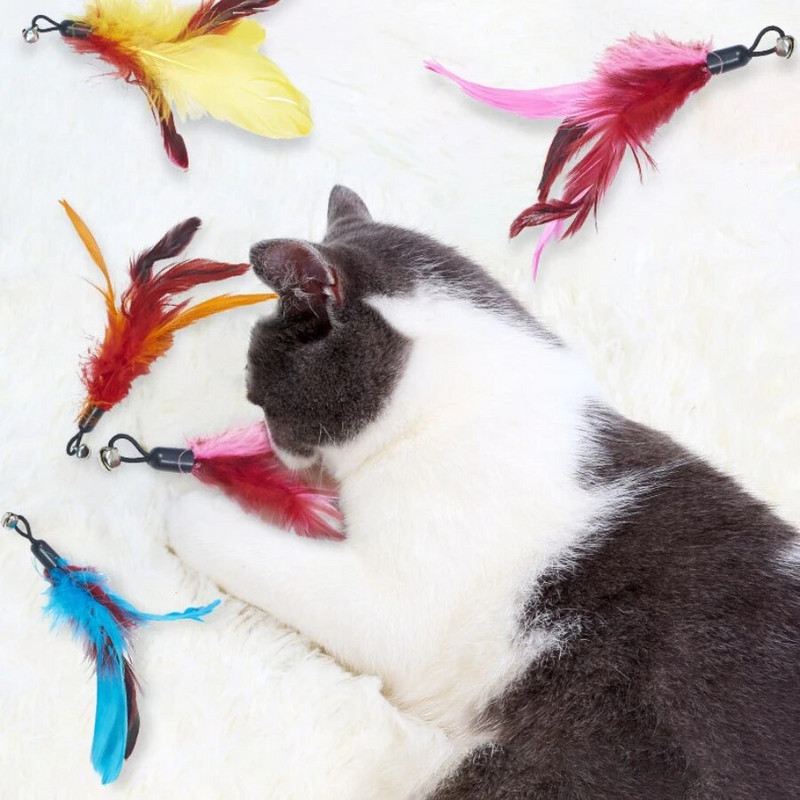 Kisállat macska játék toll csere fej ugrató macska bot horgászbot hernyó kötekedő macska játék készlet 11 részes