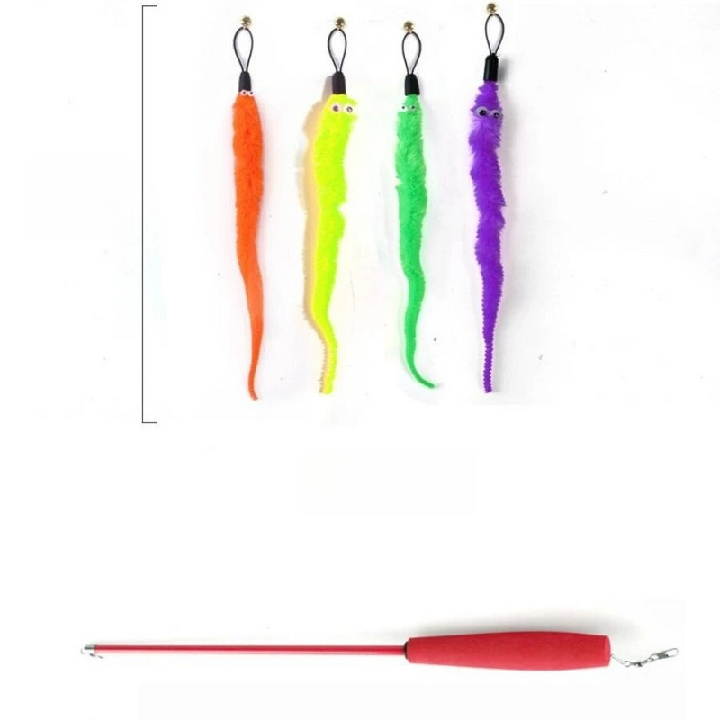 Kisállat macska játék toll csere fej ugrató macska bot horgászbot hernyó kötekedő macska játék készlet 11 részes