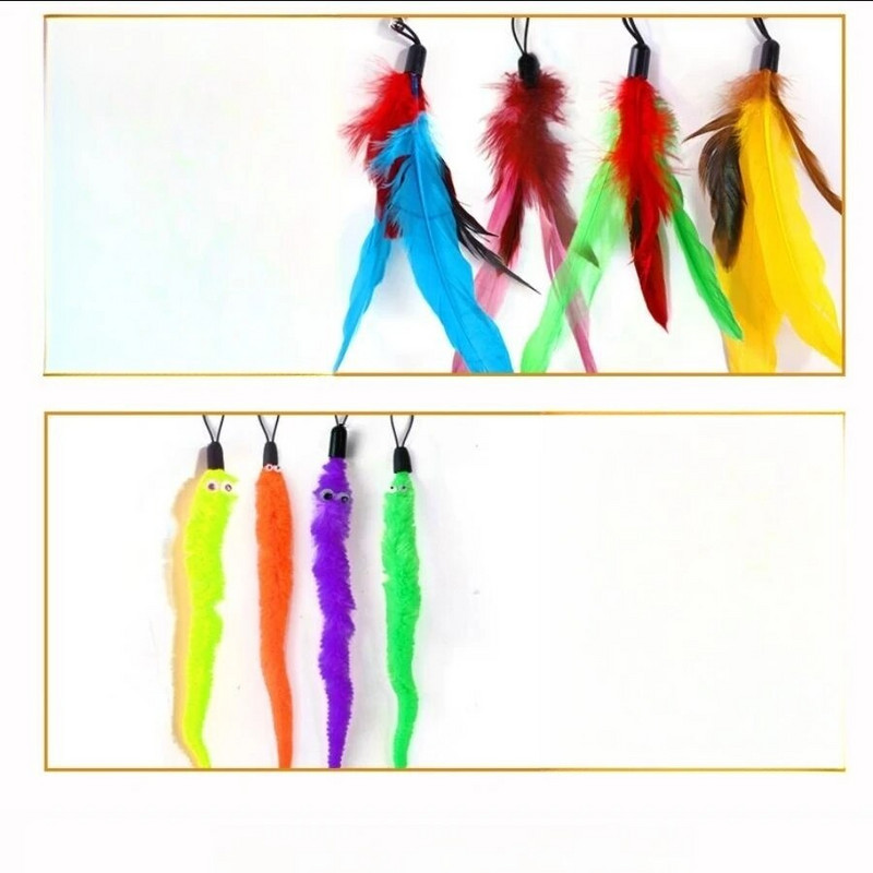 Kisállat macska játék toll csere fej ugrató macska bot horgászbot hernyó kötekedő macska játék készlet 11 részes