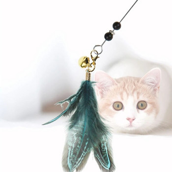 1PC Cat Teaser Wand Chicken Feather Kitten Training Toy Cat Interactive Toy With Bell Kitten Teaser Stick Cat Toy Pet Supplies