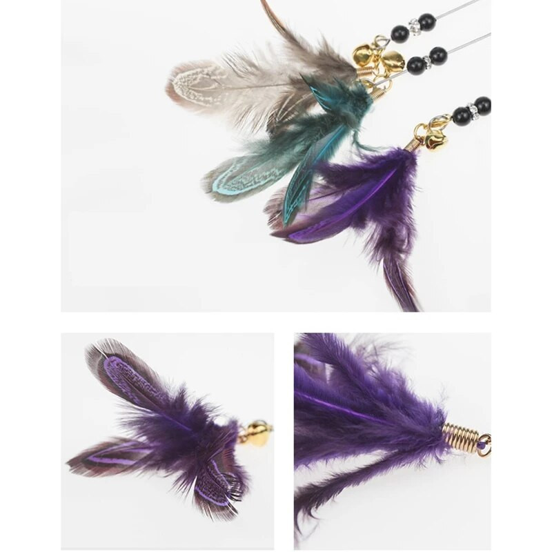 1 db macska ugrató pálca csirketollas cicakiképző játék macska interaktív játék csengő cica kötekedő bottal, macskajáték kisállatkellékek