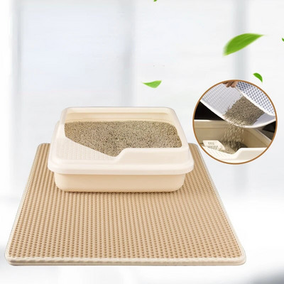 Pet Cat Litter Mat Toilet Waterproof Double Layer Cat Sand Litter Mat EVA Foldable Pet Carpet Bed Pads For Cats Pet Supplies