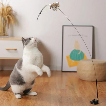 Simulation Bird διαδραστικό παιχνίδι γάτας Funny Feather Bird with Bell Cat Stick Toy for Kitten Playing Teaser Wand Toy Cat Supplies