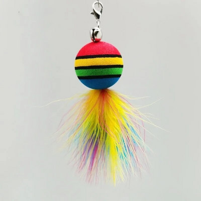 Cat Toys Interactive Funny Ραβδί βεντούζας από φτερά γάτας Φτερά μπάλας Αντικατάσταση με κουδούνια για γυμναστική για γάτες εσωτερικού χώρου