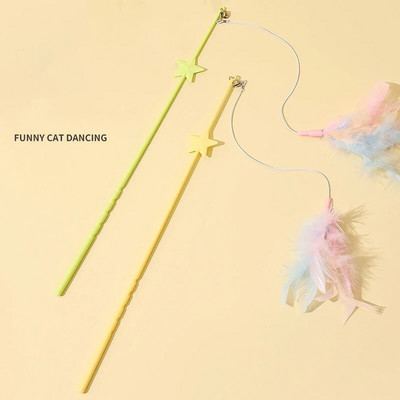 Funny Interactive Toy New  Pet Cat Kitten Feather Bell Beads Teaser Playing Stick Wand Bite-resistant