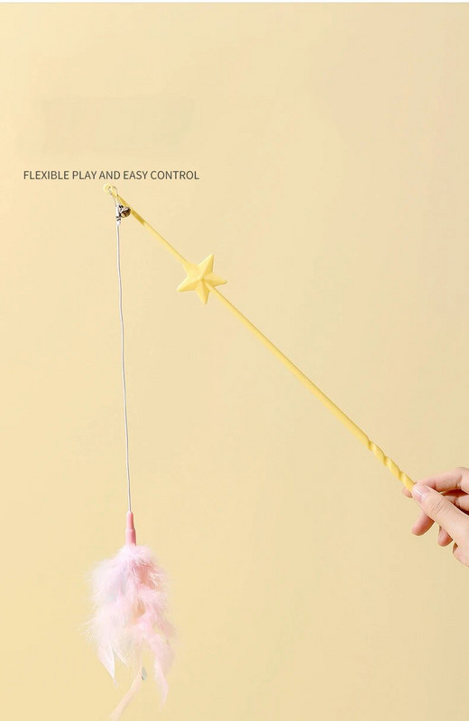 Vicces interaktív játék új kisállat macska cica toll csengő gyöngyök kedvcsináló játék pálca harapásálló