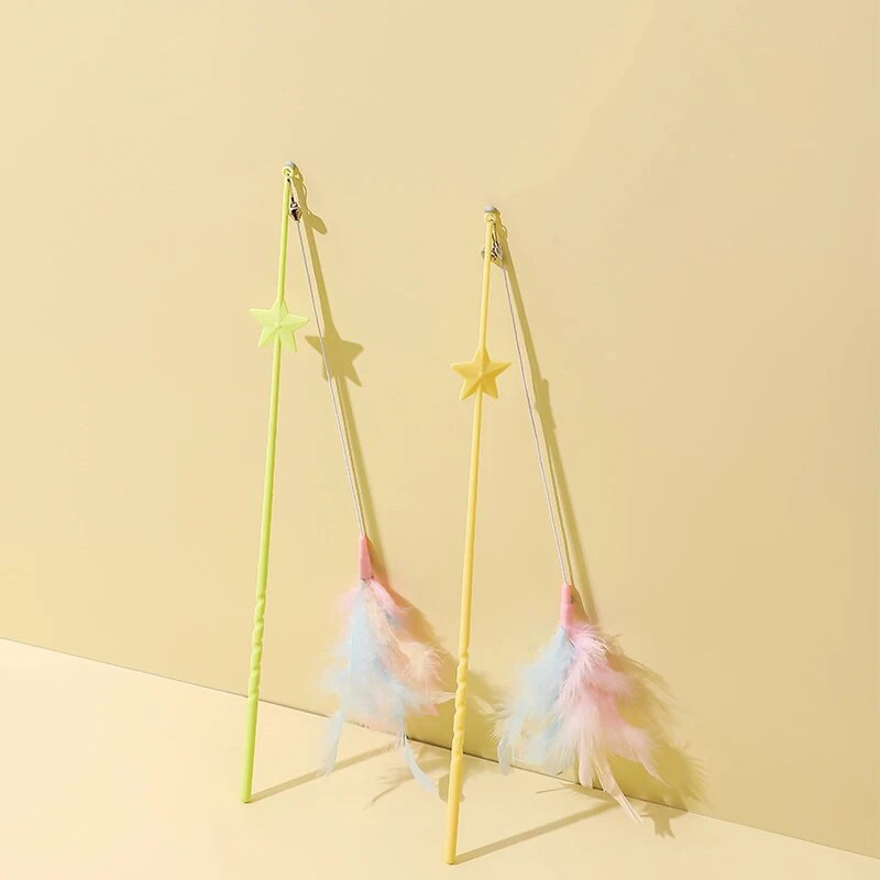 Vicces interaktív játék új kisállat macska cica toll csengő gyöngyök kedvcsináló játék pálca harapásálló