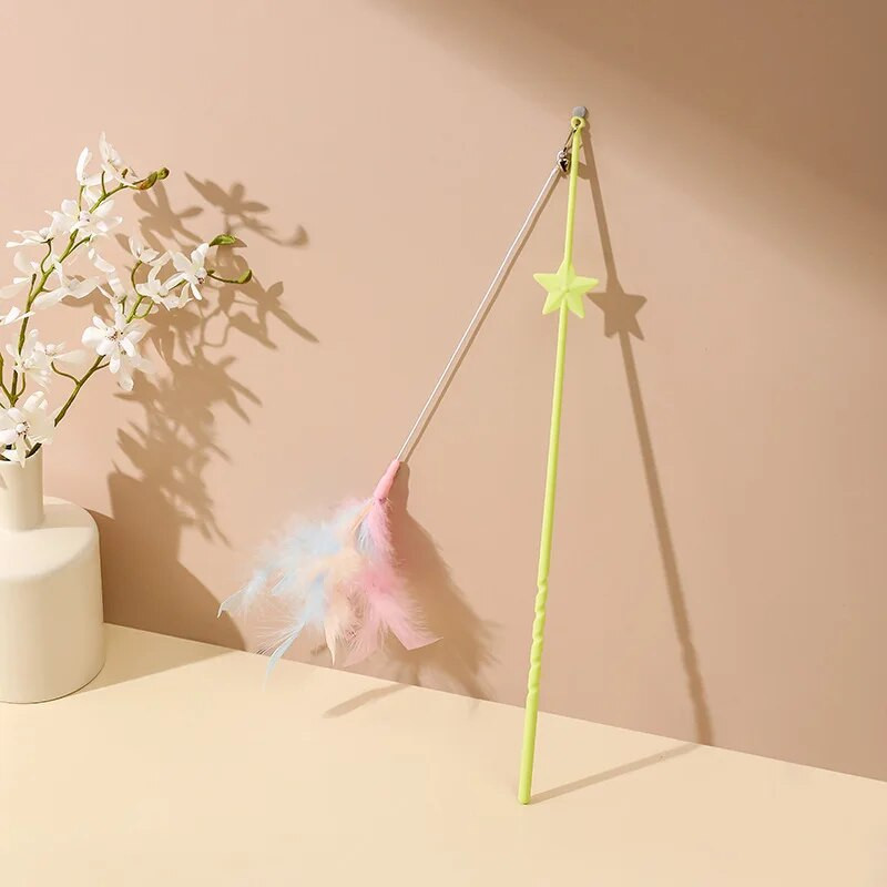 Vicces interaktív játék új kisállat macska cica toll csengő gyöngyök kedvcsináló játék pálca harapásálló