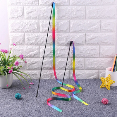 1PC Cat Colorful Teasing Stick Wand Funny Pet Cats Dogs Rainbow Teaser Rod Interactive Toys Kitten Supplies Accessories