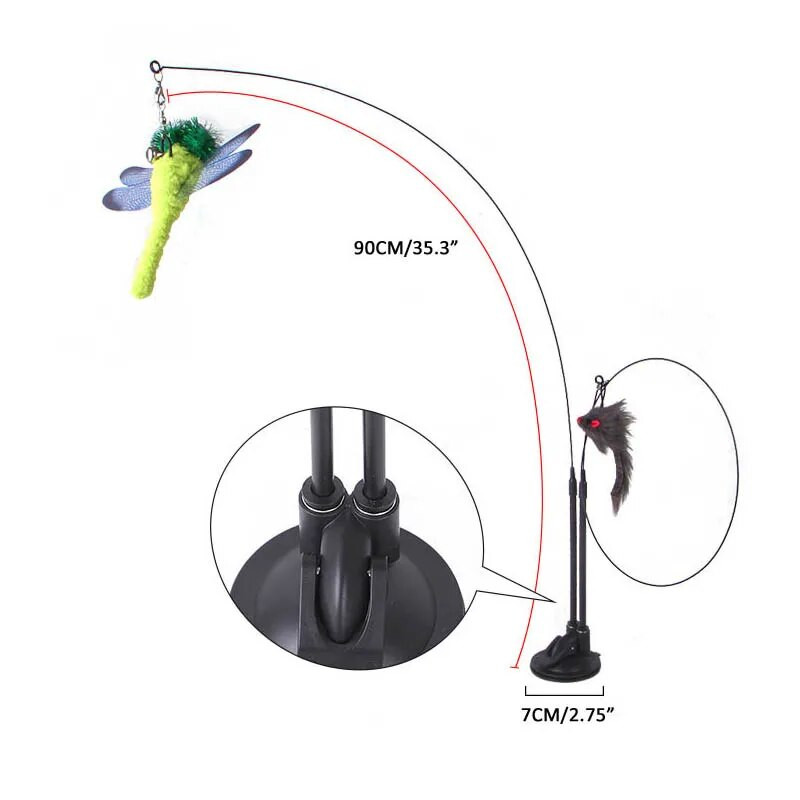 Vicces macskajátékok Kétfejű tapadókorongos macska ugrató kivehető kézi macska interaktív játék egér toll csengő kisállat kellékek