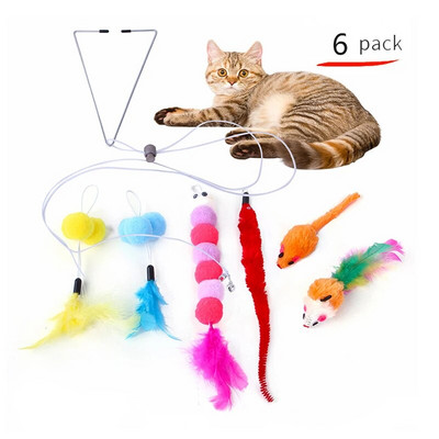 Caterpillar Cat toy Retractable Hanging Door Cat Stick Funny Toy for Cat Set Cat Accessories Interactive Cat Feather Toy Kitten