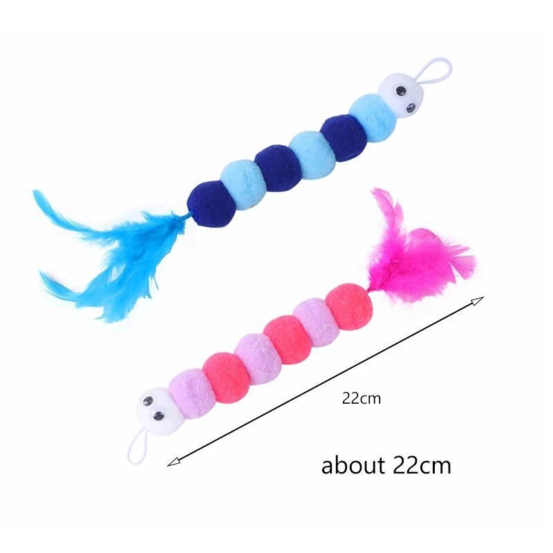 Caterpillar macskajáték Behúzható függőajtós macskabot Vicces játék macskakészlethez Macskatartozékok Interaktív macskatoll játék cica