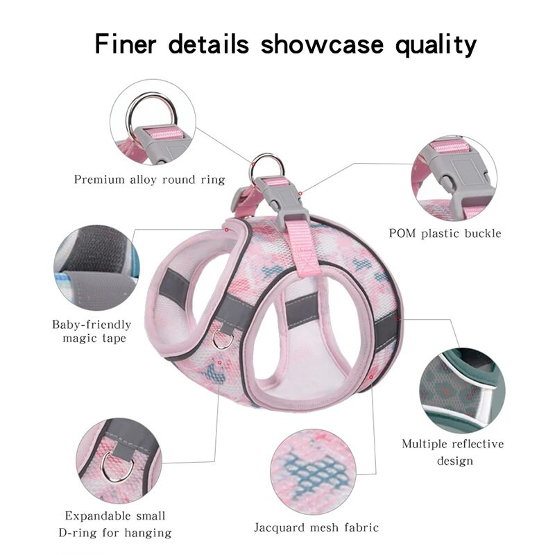 Kutya hám póráz szett Légáteresztő kisállat mellkaspánt kölyök cica fényvisszaverő mellény kis közepes kutyáknak macskáknak chihuahua sétapóló