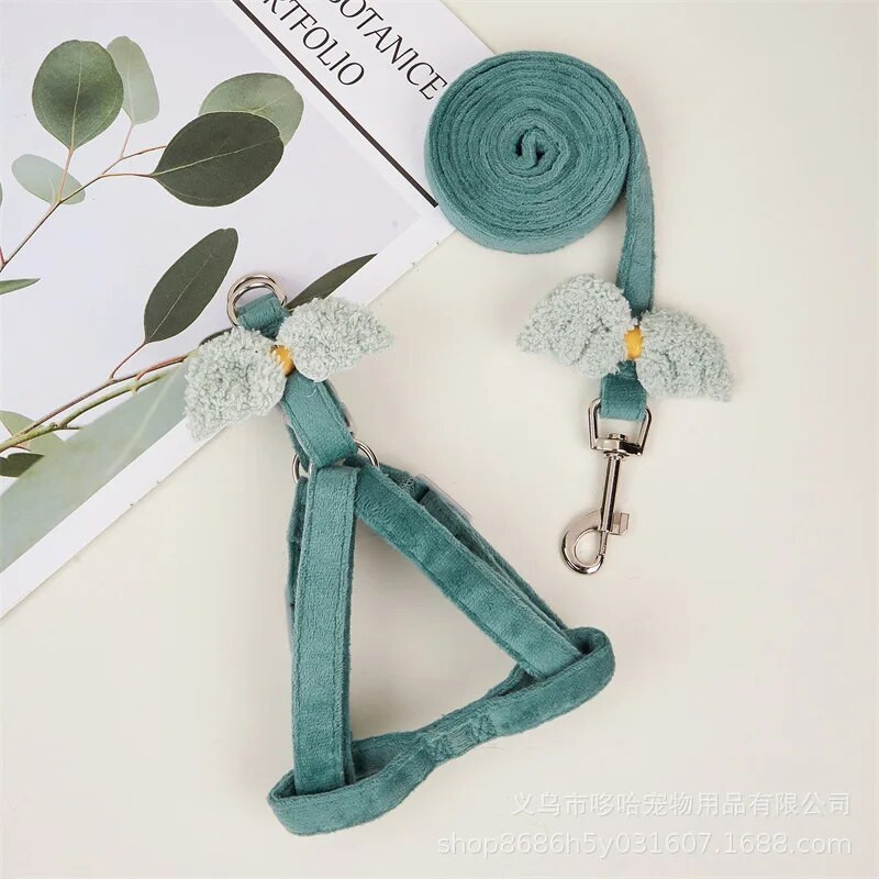 Puha, állítható, kockás íjcsomós macskahám, hosszú póráz kisállat kutyákhoz való mellkasi pánt kültéri sétáló nyakörv készlet kisállat kiegészítők