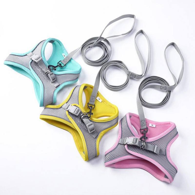 Fényvisszaverő kutyamellény hám pórázzal Légáteresztő kisállat mellkaspánt francia bulldog hámokhoz kistestű kutyáknak macskáknak kölyök nyakörv