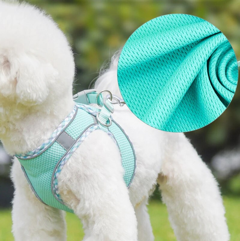 Fényvisszaverő kölyökhám mellény, légáteresztő hálós kutyahám és póráz kis, közepes méretű kutyák számára Macska sétáltató pórázok Kisállat-kiegészítők