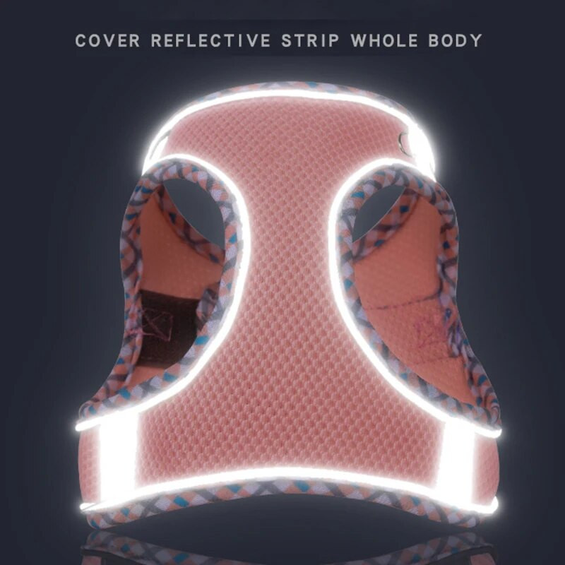 Fényvisszaverő kölyökhám mellény, légáteresztő hálós kutyahám és póráz kis, közepes méretű kutyák számára Macska sétáltató pórázok Kisállat-kiegészítők