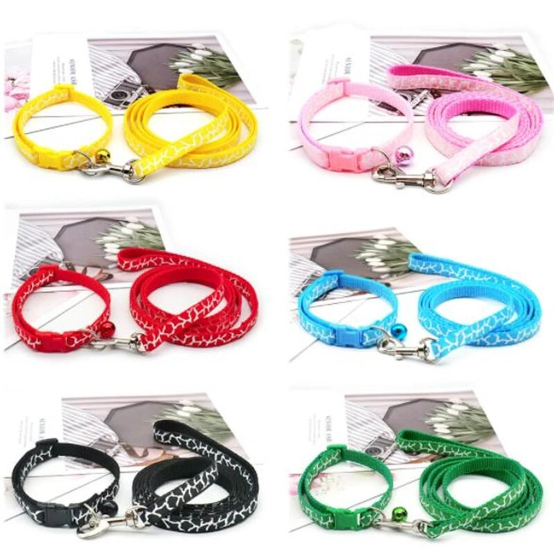 Divat kisállat nyakörv vontatási kötél hibás minta aranyos csengő állítható nyakörvek kutya macska kölyök cica DIY kisállat kiegészítők