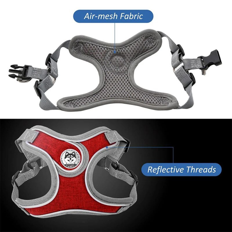 Új kisállat kutya hám póráz készlet fényvisszaverő állítható mellény sétáló póráz puha lélegző mellény hám kis közepes kutyák számára