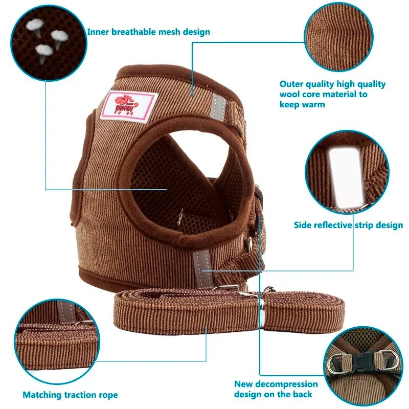 Kutyahám pórázzal Kutya nyakörvvel állítható mellény sétáló puha, lélegző nyakörv Kisállat-tartozékok kis közepes, nagy háziállatok számára