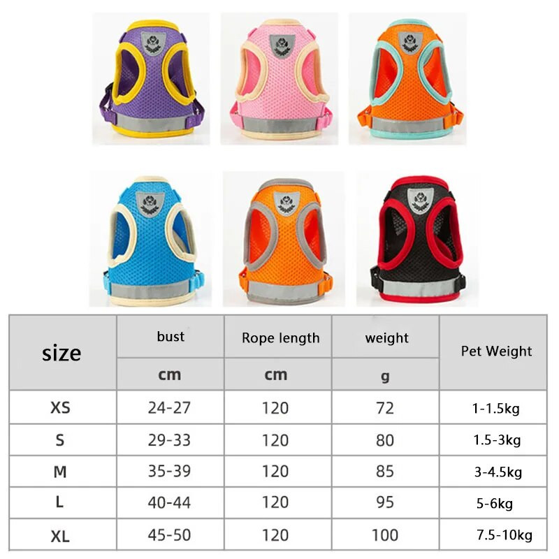 1,2 m-es vontatókötél szett kutyaszíj kutyamellény pánt állítható fényvisszaverő, légáteresztő pánttal, kisméretű kutyáknak és macskáknak