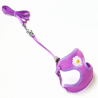 Daisy Embroidery Pet Harness Dogs Strand με Ρυθμιζόμενο λουρί γιλέκο νάιλον λουρί Αναπνεύσιμα περιλαίμια για μικρούς σκύλους Chihuahua
