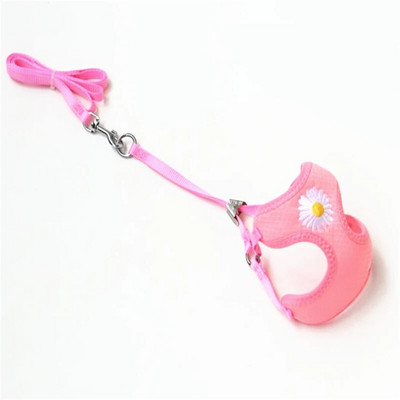 Daisy Embroidery Pet Harness Dogs Strand με Ρυθμιζόμενο λουρί γιλέκο νάιλον λουρί Αναπνεύσιμα περιλαίμια για μικρούς σκύλους Chihuahua