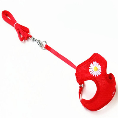 Daisy Embroidery Pet Harness Dogs Strand με Ρυθμιζόμενο λουρί γιλέκο νάιλον λουρί Αναπνεύσιμα περιλαίμια για μικρούς σκύλους Chihuahua