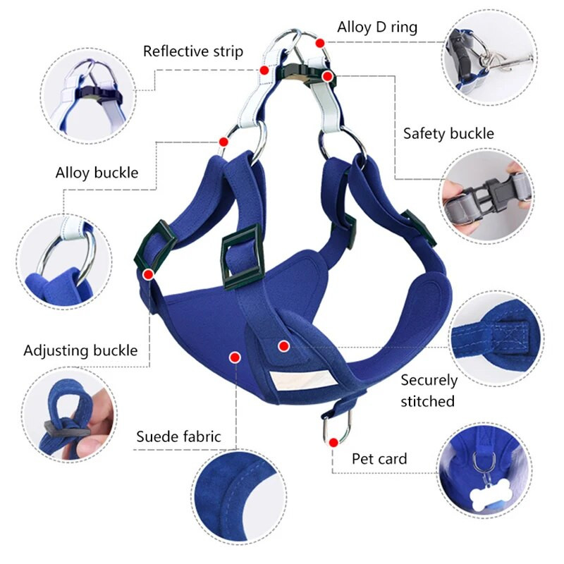 Fényvisszaverő kutyahám, puha, lélegző, állítható kutyahám és póráz készlet kis középső hámhoz, kültéri kisállat-kellékekhez
